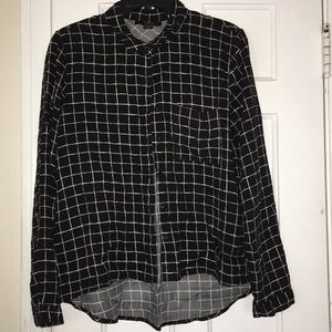 Striped black and white high low blouse